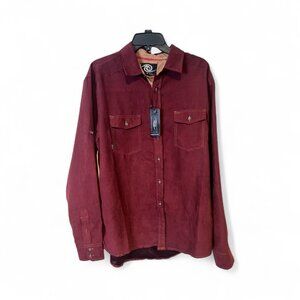 Mens XL Shirt Faux Suede Caviar Dremes Button Up Classic Fit Burgundy NEW